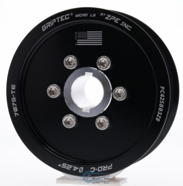 4.25" 8 Rib ZPE GripTec® 2pc ProCharger Standard L3 Black Pulley & Hub Kit